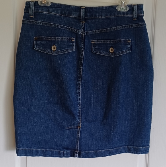 MERONA DENIM SKIRT 8R BACK SLIT RIGHT FRONT POCKET STRETCH MATERIAL - Picture 2 of 6